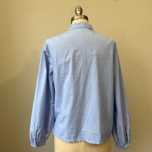 EVERLANE The Organic Cotton Prep Shirt Puff-Sleeve in Baby Blue - Picture 7 of 11